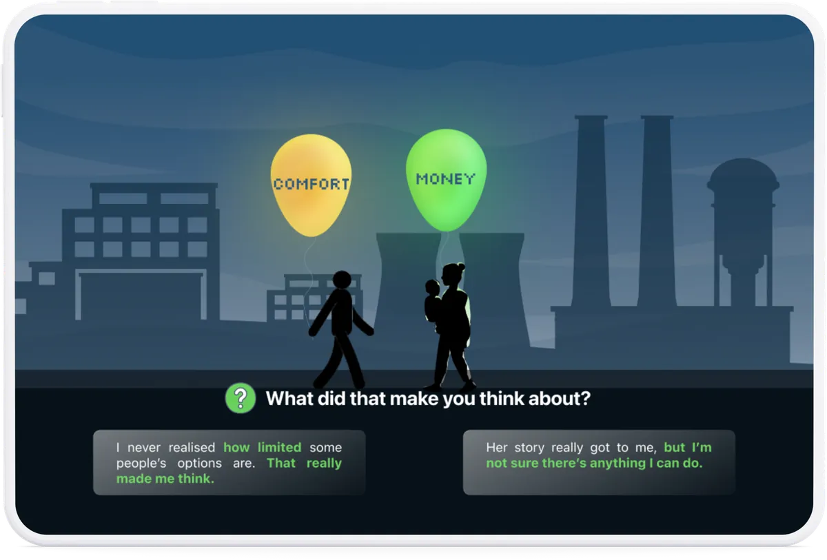 Reflection: the player's balloon blending into a new colour
